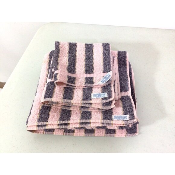 Vintage Harmony House Pink Stripe Towel Set of 3 - Picture 6 of 6